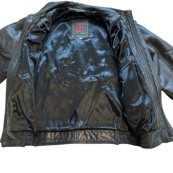 BFC Montreal Canada Vintage Leather Moto Jacket Zip Up Black Jacket - Size Small - Picture 4 of 16